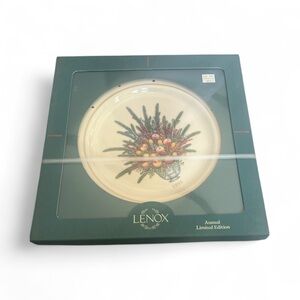 Lenox Holiday Plate with Green and Red Design